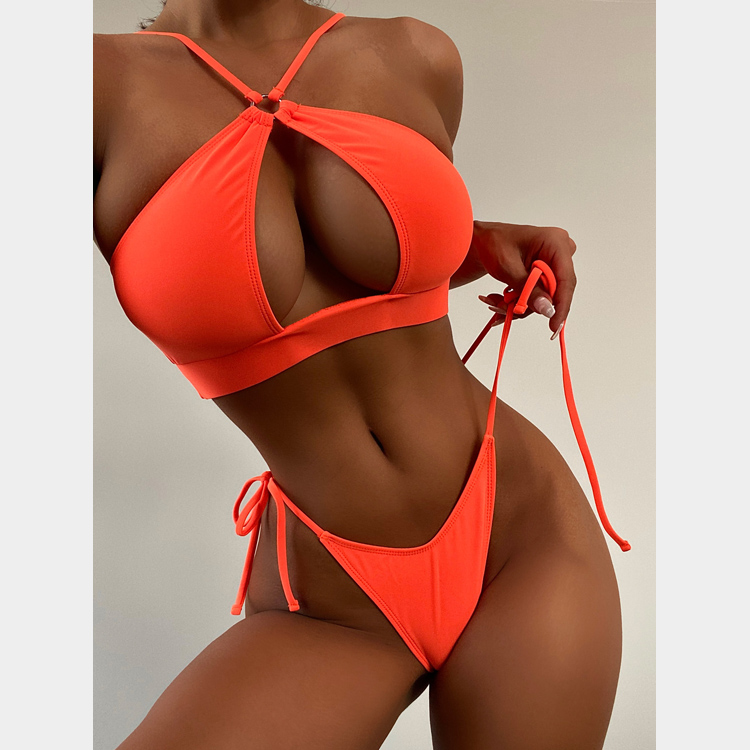 2023 New Designer Woman  Solid Color Bikini Split Bathing Suit Sexy Bikini