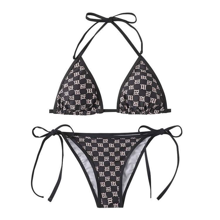 Custom logo Sexy Lady Bikini Split Swimsuit With Lace for Women