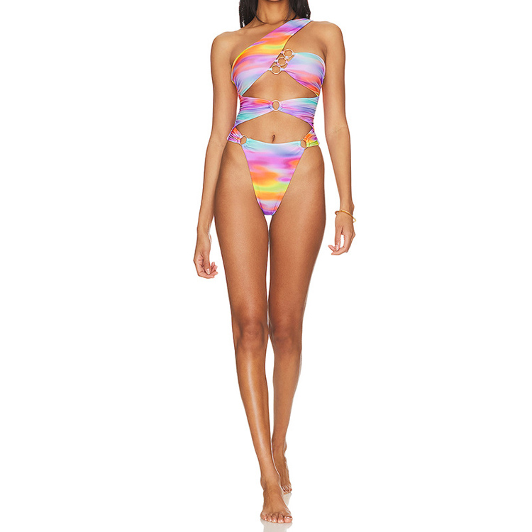 2023 New One Piece Sexy Bikini High Waist Covering Belly Beach Hot Spring Women's Swimwear