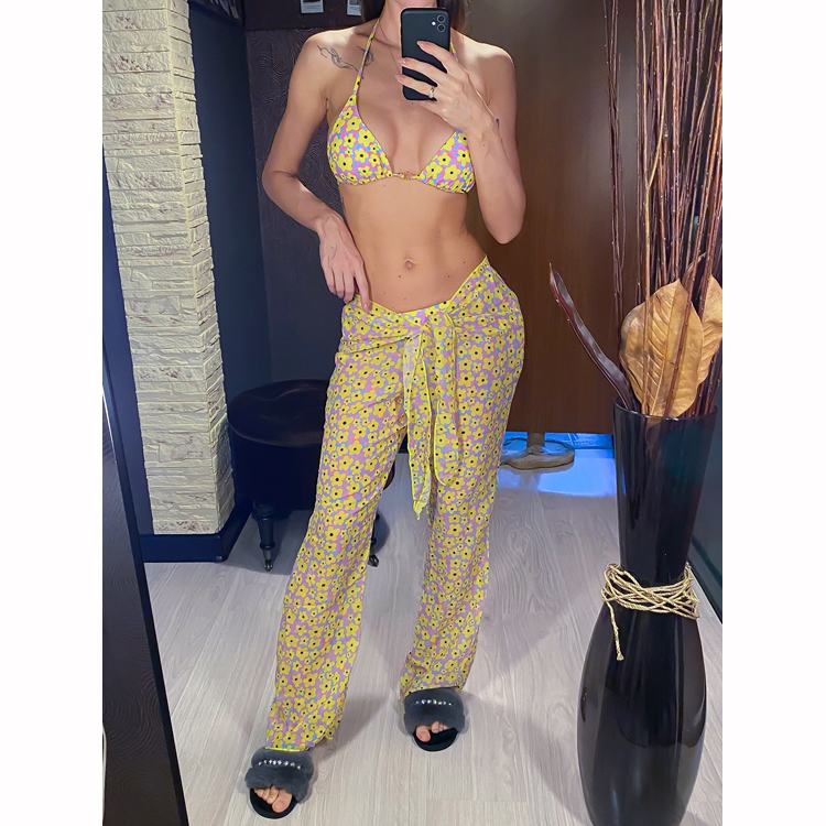 Hot Selling 2023 New Bikini Sexy Printed Women's Three Piece Swimsuit