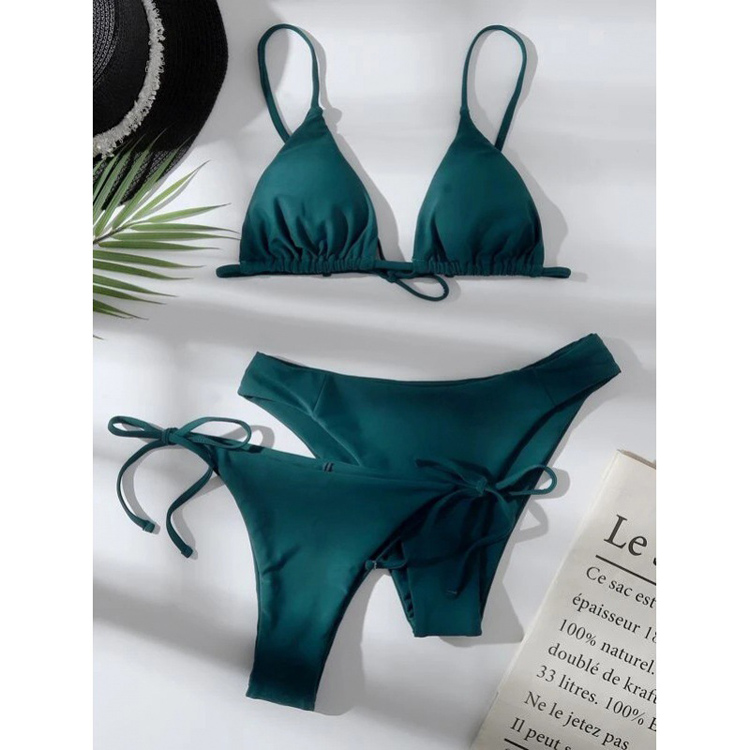 New Hot Style Multi Color Solid Color Split Three Piece Bikini Swimsuit for Women