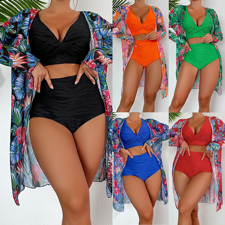 2024 Sexy High Quality Multi Color Sexy Printed Three Piece Women Bikini Swimsuit