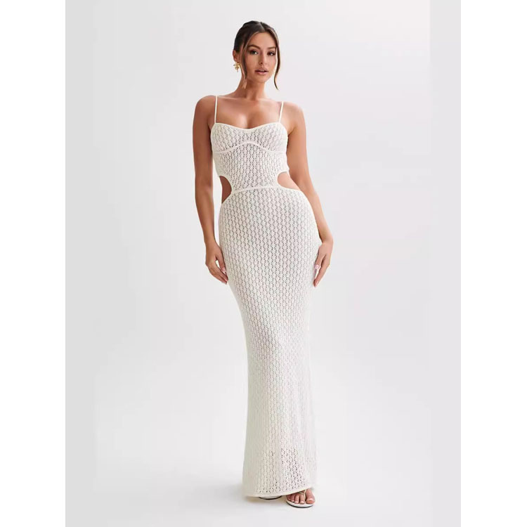 Summer 2024 New Fashion Sexy Casual Sling Waistless Sun Protection Vacation Long Dress for Women