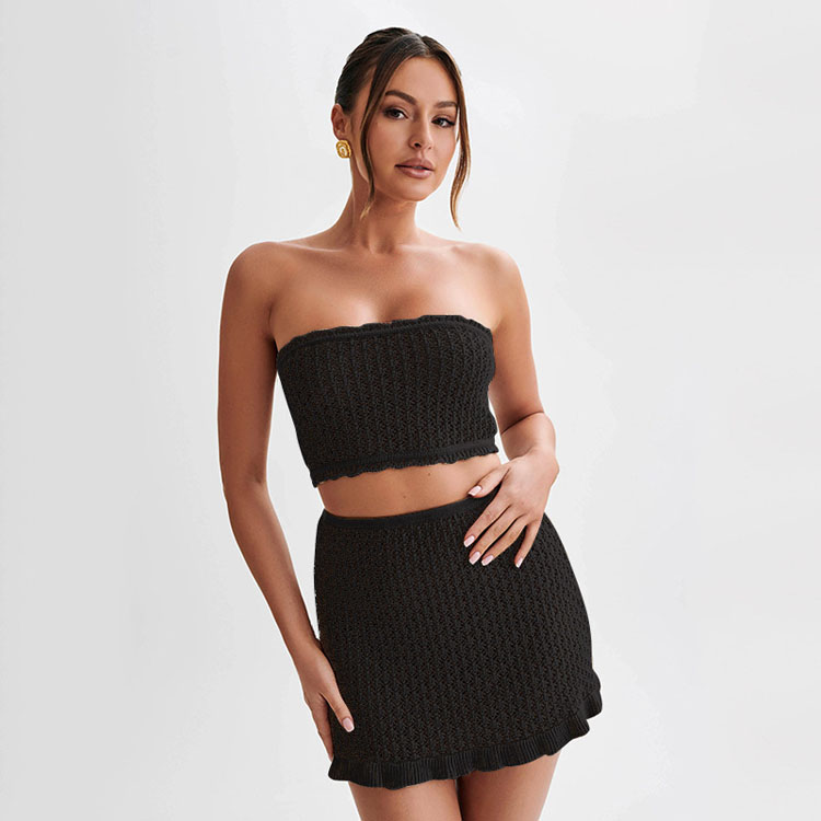 Summer 2024 New Solid Color Sexy Knitted Hollow Bikini Swimsuit Cover up Sunwear Women Beach Dress