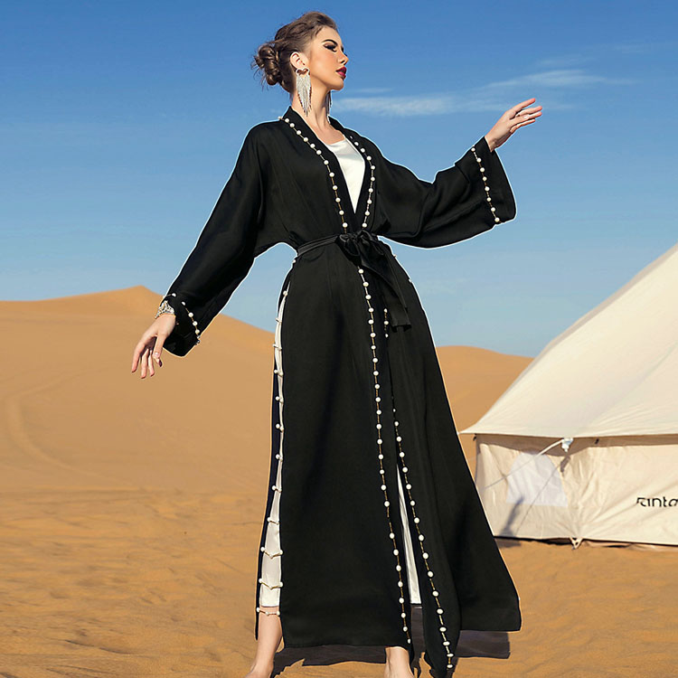 Hot Selling 2024 Luxury Beaded Abaya Monsoon Dubai Islam Clothing Women Traditional Muslim Dress