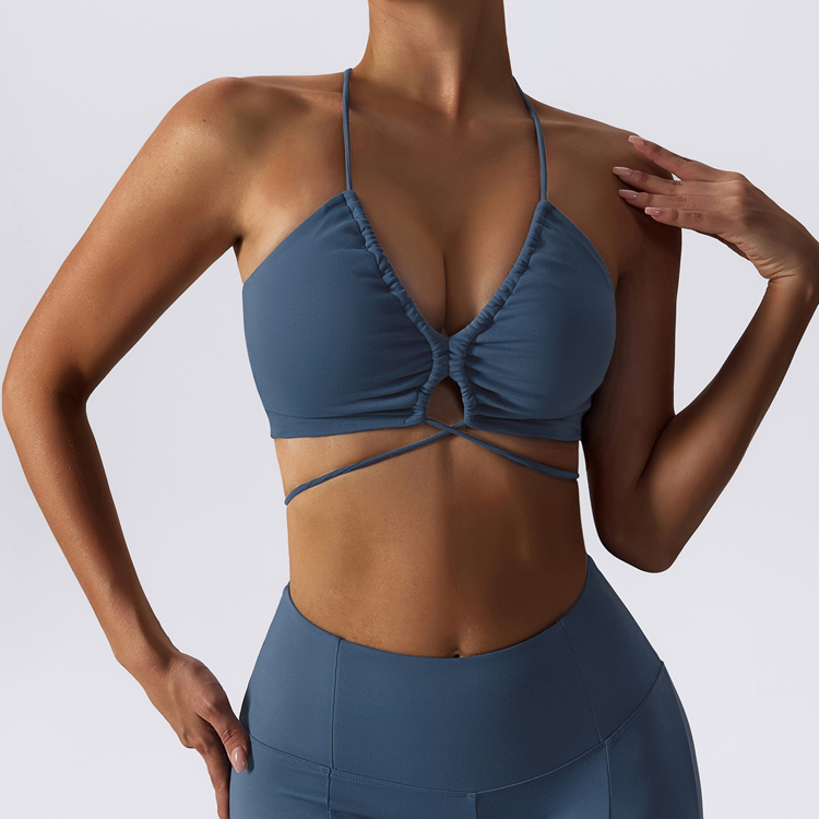 Sexy Naked Yoga Bra Quick Dry Outer Wear Strap Pull Together Beauty Back Fitness Wear Sports Underwear