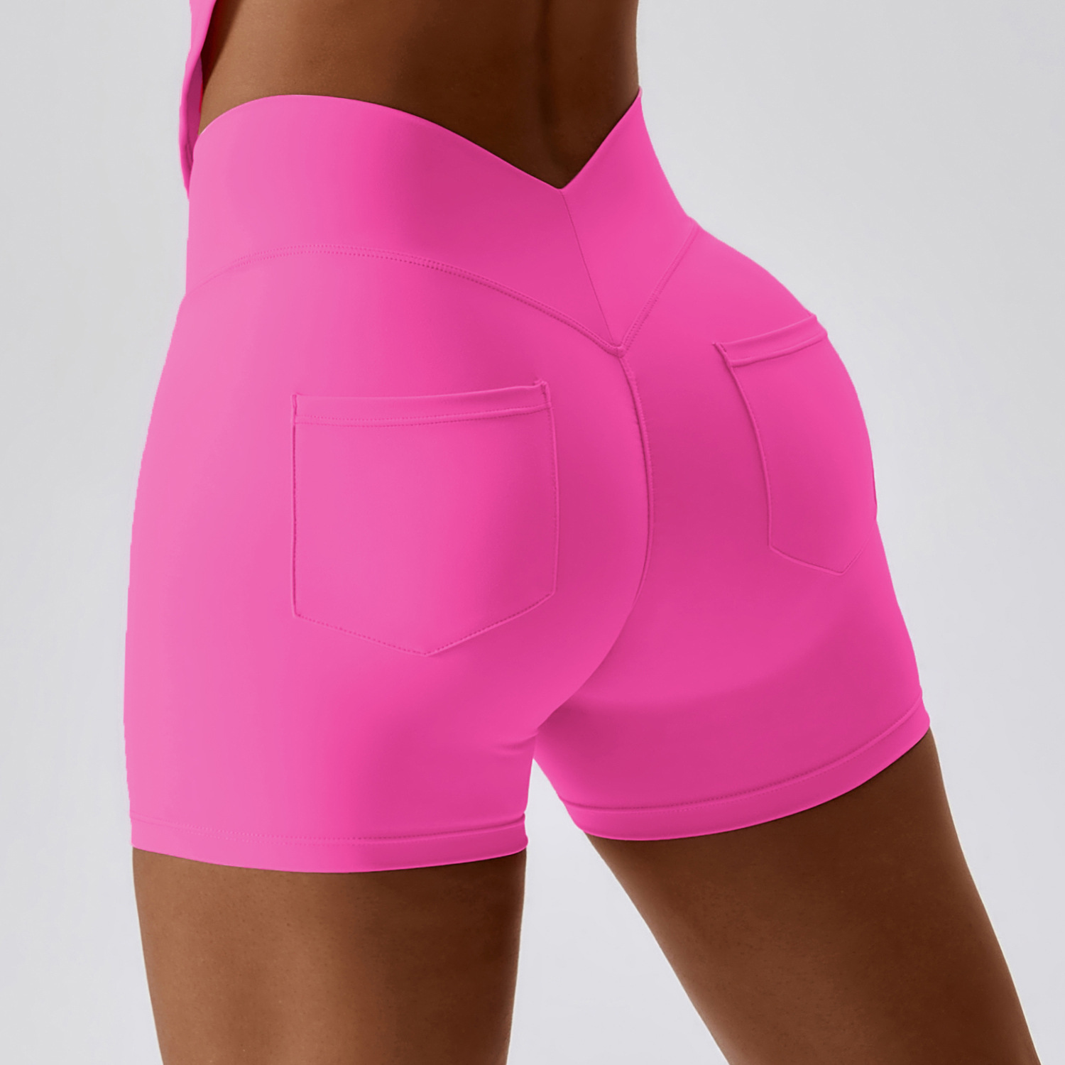 Summer Nude Yoga Pants Cargo Pocket Casual Tight Shorts Hip Lift Fitness Shorts