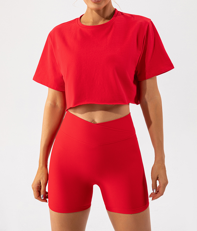 Outdoor Running Short Sleeved Top Loose Sports Solid Yoga T-shirt for Women Fitness