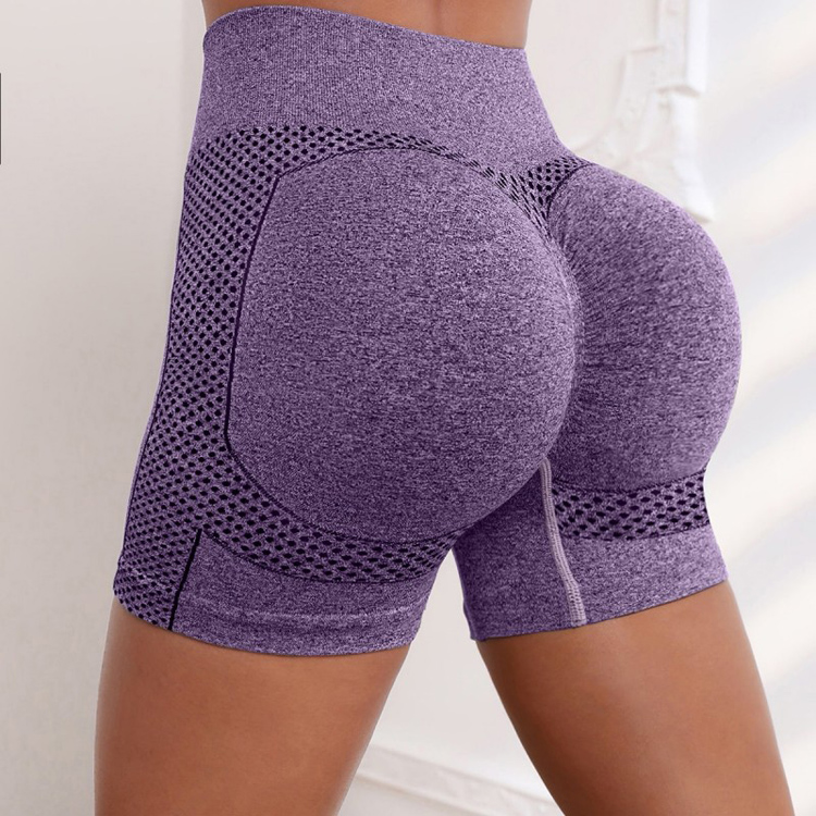 Surface Bullet High Waist Peach Hip Stretch Tights Yoga Shorts for Sports Fitness