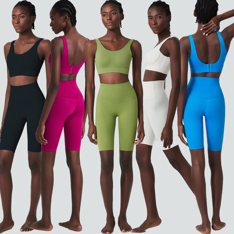 Breathing Cup Sports Underwear Shorts Suit Women Large Size Fitness Two Piece Yoga Set