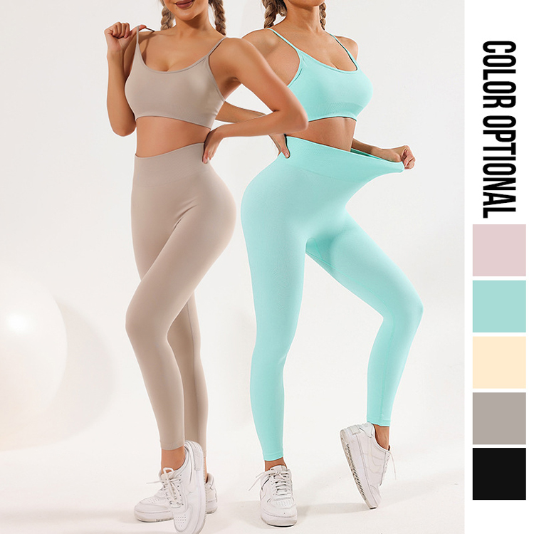 High Quality Quick Drying Seamless Shockproof Sports Fitness Pastel Yoga Sets for Sports