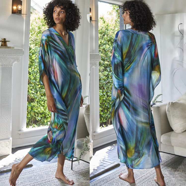 Wholesaler Loose Quick Drying  Printed Holiday Dress Bikini Sun Shirt Beach Sexy Cover up for Women
