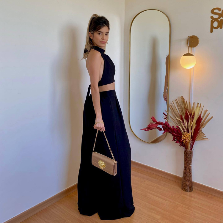 2023 New Casual Sexy Backless Strapless Wrap and Wide Leg Pants Set Women Set Suits