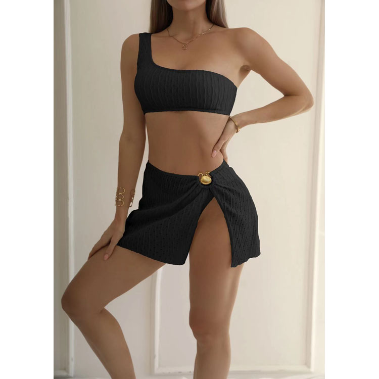 Factory Wholesale 2024 New Solid Color Three  Piece Sexy Bikini Swimsuit for Women