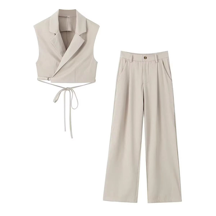 2024 Summer New Women Slim Vest Versatile Wide Leg Pants Women Clothing Suit