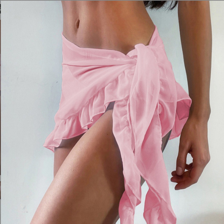 Colorful Chiffon Solid Color Sarong Tropical  Falbala Trap Beach Pareo