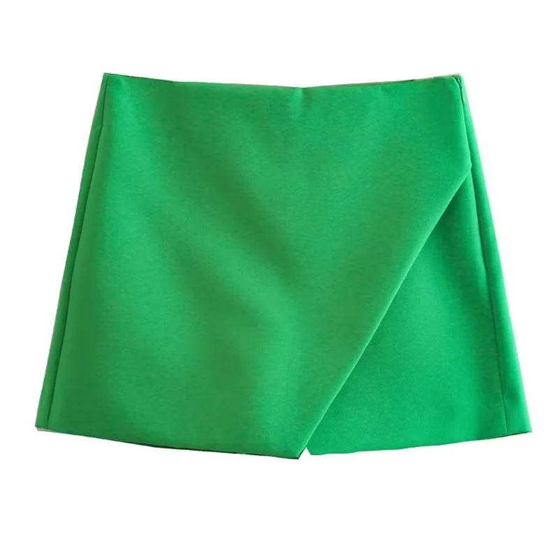 2023 Spring New Fashion Solid Color Asymmetric Culottes Casual High Waist Shorts Women