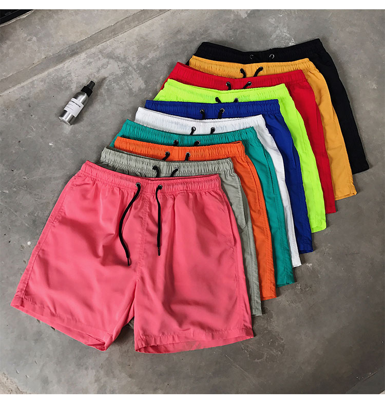 Men Beach Shorts Casual Half Shorts Fashion Solid Color Loose Waterproof Surfing Men Swim Shorts