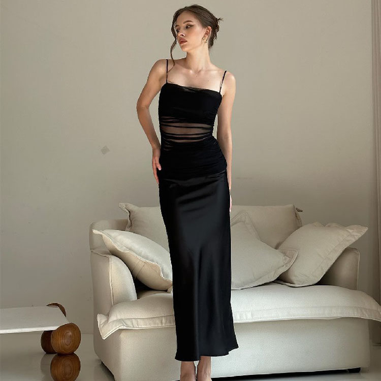 2023 New Light Cooked Mesh See Through High-waist Dress Strapless Slim Dress