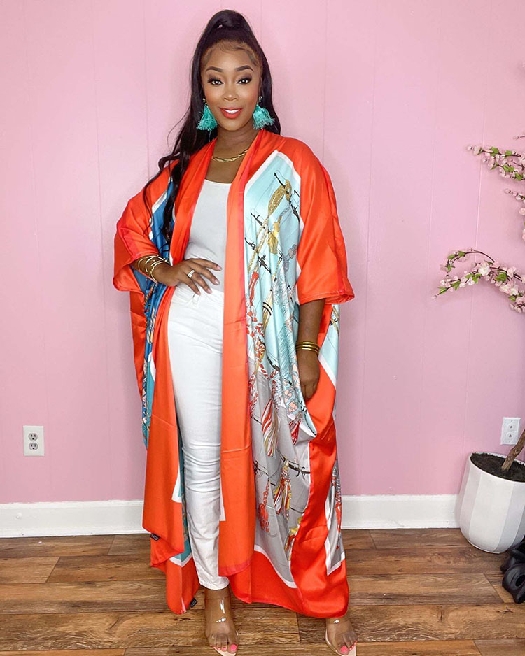 Bohemian Retro Cardigan Kimono Long Sleeve Beach Kaftan Coverups
