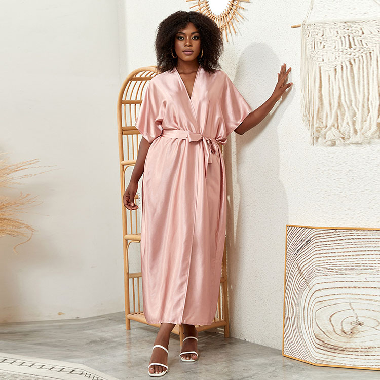 New Solid Silk Dress Lounge Wear Bathrobe Vacation Sunscreen Cardigan