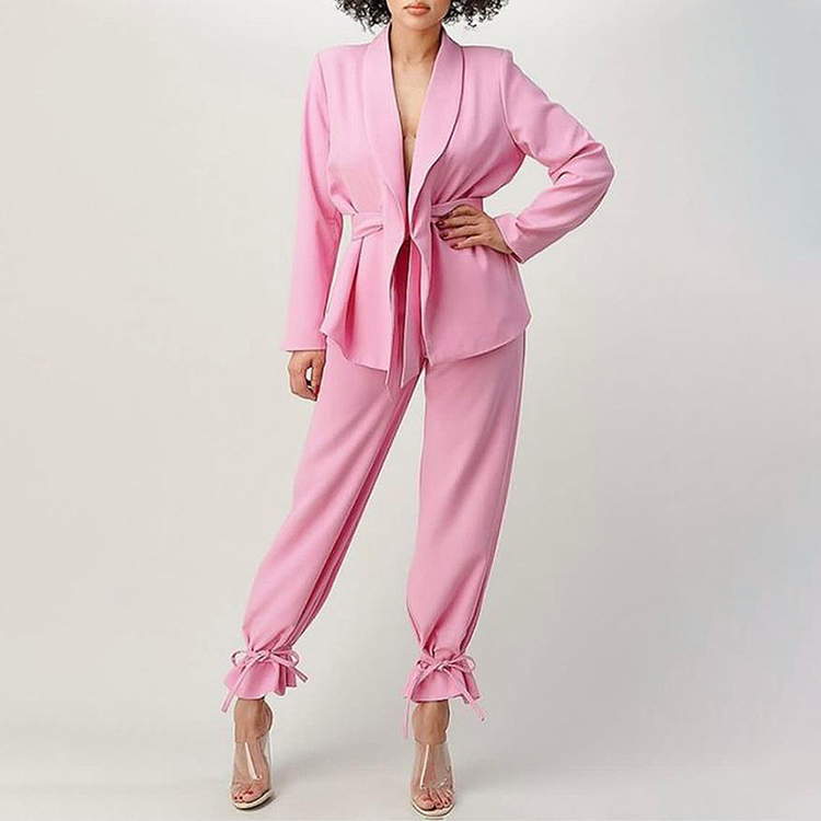 New 2023 Autumn Solid Color Collage Trousers Long Sleeves Fashion Casual Suit