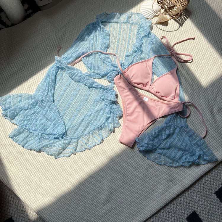 2024 Summer Sun Proctat Soft Bikini Comfortable Hollow Out Sexy Cute 4 Piece Swimsuits