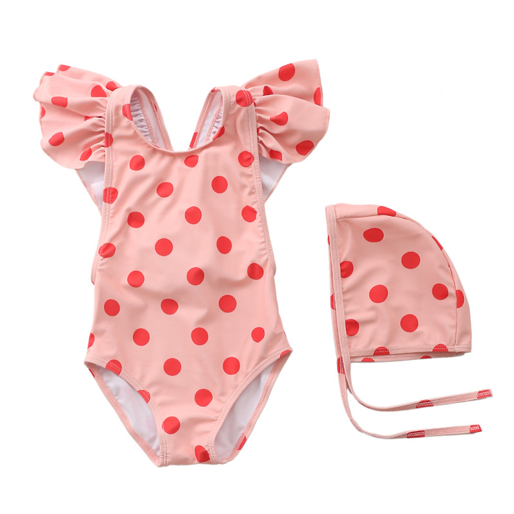 New 2024 Trendy Super Cute Baby Girl One Piece Swimsuit Pink Stripe Print Kids Ruffle Bathing Suit Beach Wear