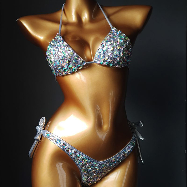 Luxurious High Quality Diamond Bikini Rhinestone Sexy 2 Piece Swimsuit Latest Style Bathing Wear