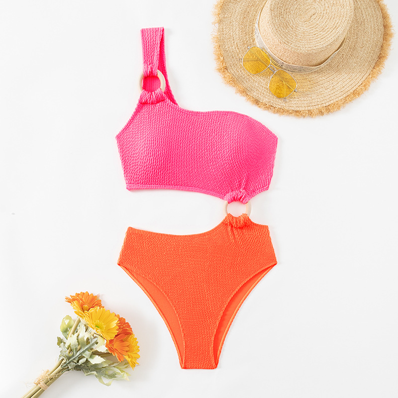 2025 New One Shoulder Swimsuit One Piece Sexy Bikini Swimsuit Custom Hollow Out Throng Beachwear