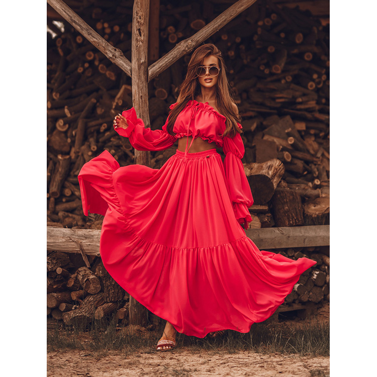 New Arrival Sexy Skirt Suit Lace up Two Piece Dresses Solid Color Elegant Casual Skirts
