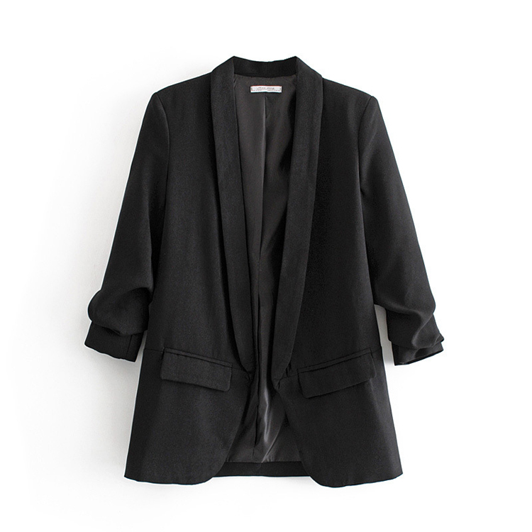 Women Spring and Autumn Outwear Pleated Sleeves Draping Casual Outwear Candy Color Suit Coat