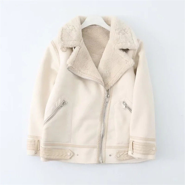 Winter New Style Artificial Rabbit Fur One Piece Coat Women Street Fashion Zipper Pocket Top