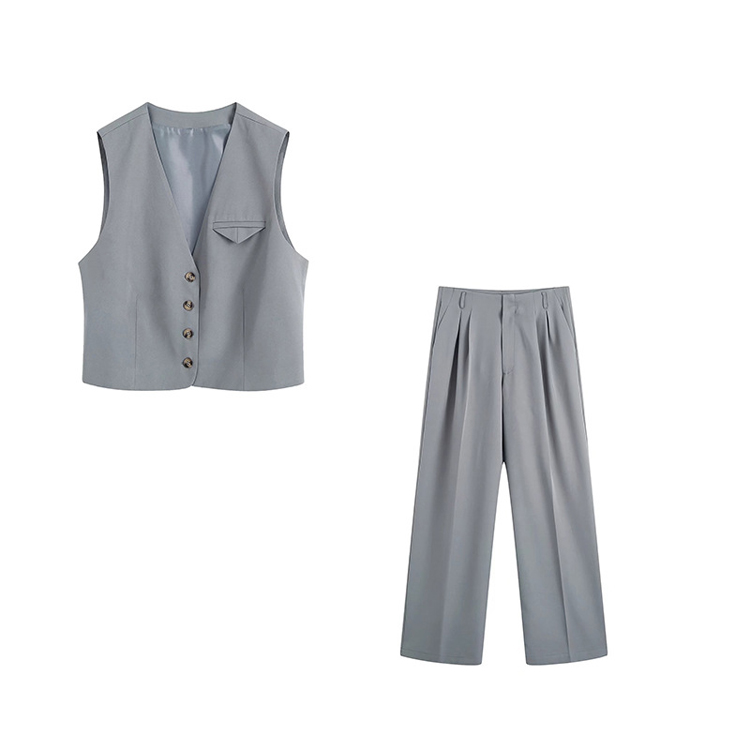 Spring Women's Suit New V-neck Single Row Strap Vest Unisex Pants Set