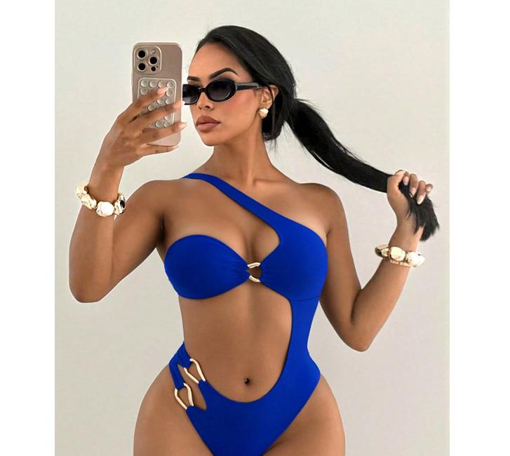 Solid Color Fashion Bikini Set 2026 New Style Halter Neck Crop Top Solid Color High Quality Swimwear Set