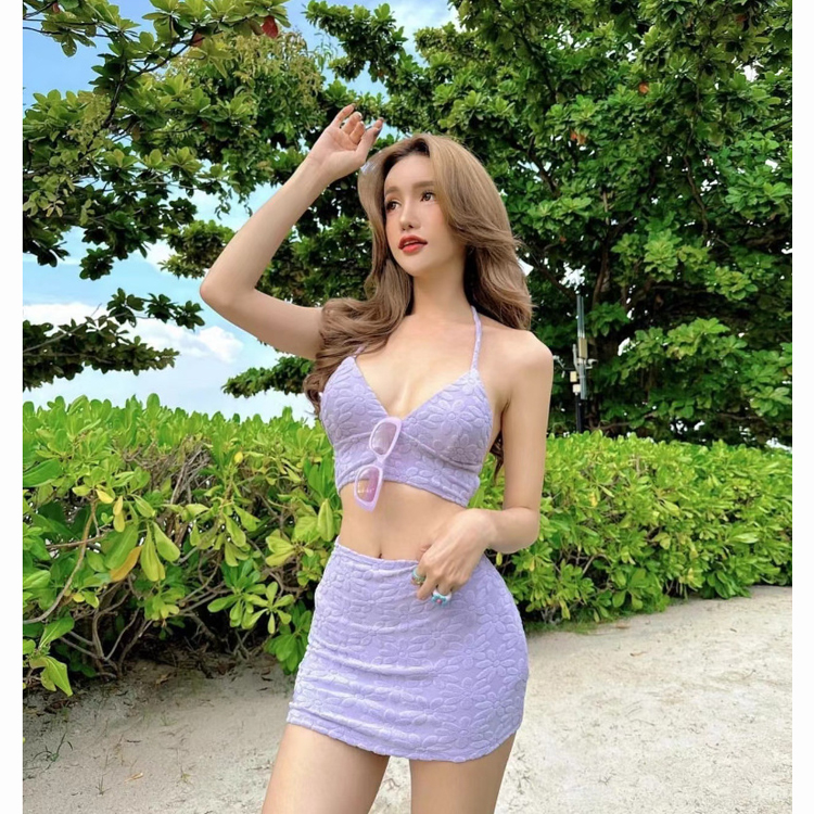 Wholesale Solid Color Backless Bikini Sexy 3 Piece 2025 New Spa Women's Bathing Swimwear Set