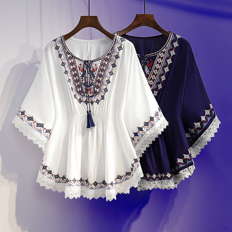 2024 New Korean Hot Sale Factory Bohemian Style Waist Tops Retro Printed Plus Size Chiffon Women Skirt