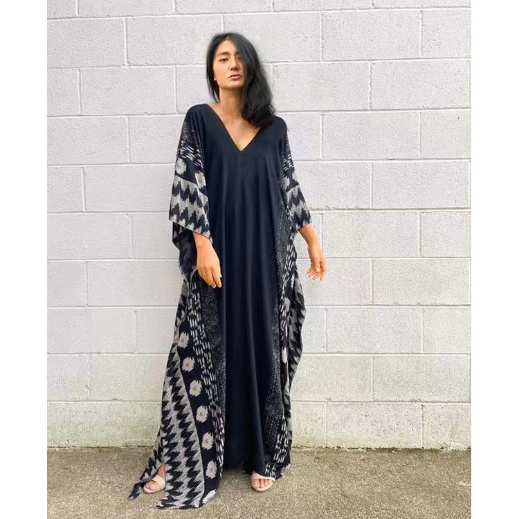 New V Neck Kaftan Casual Resort Dress Beach Cover up