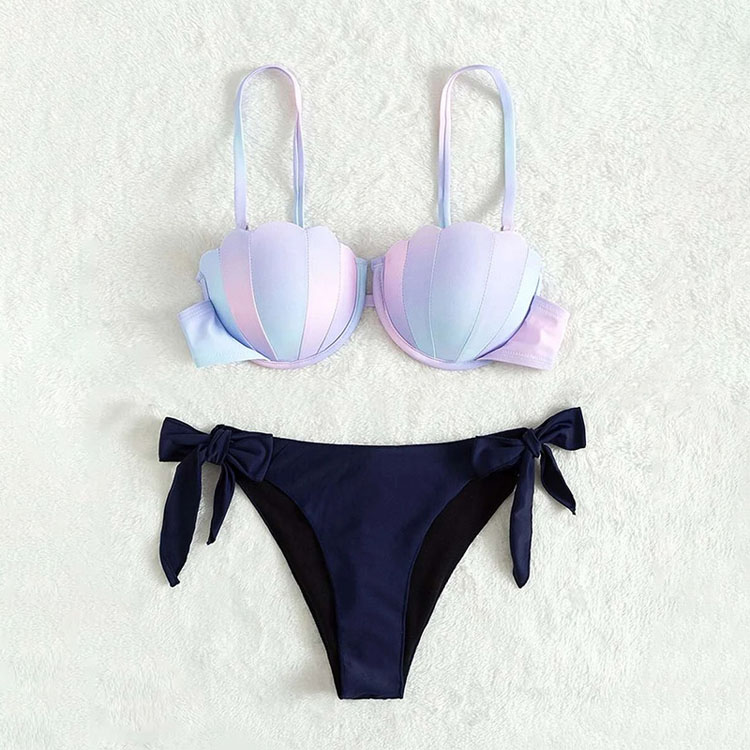 2022 Summer New Hard Cup Soft Shell Fabric Shape Two Pieces Bikini Swimwear