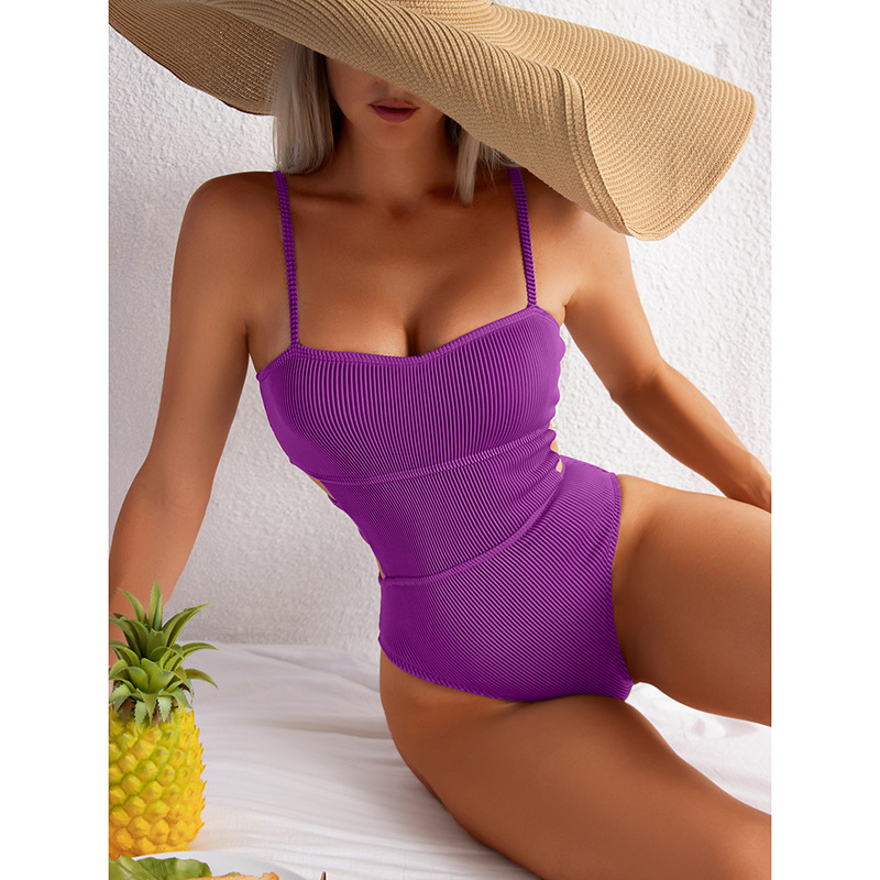 2022 New Women Sexy Two Shoulder Straps One Piece Swimwear Bikini