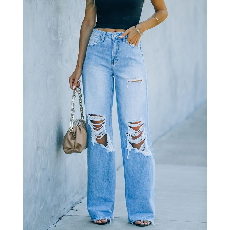 Fall New Slim Ripped Jeans Women's Pants Fashion Women Jeans