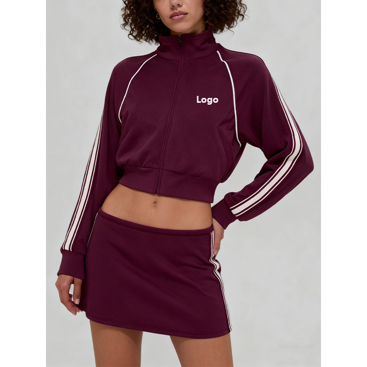 Fall Winter New Modal Air Layered Breathable Stand Collar Zipper Jacket and Skirt Casual Pants Tracksuit