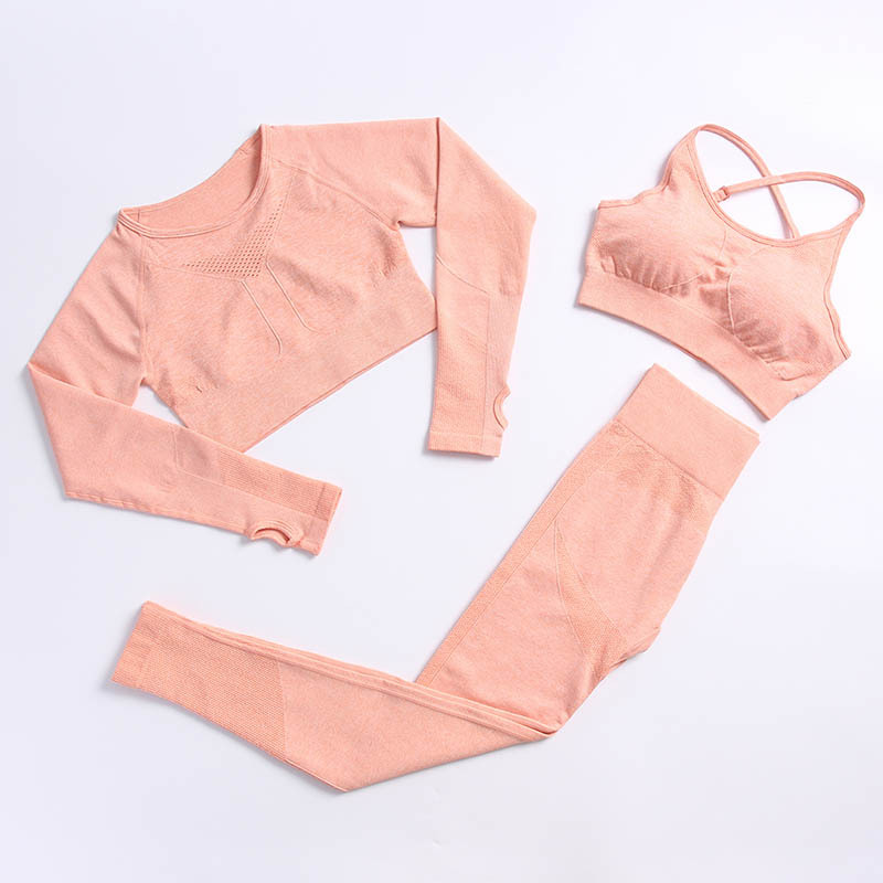2022 New Yoga Sets Seamless XL Long Sleeve 3 Piece Yoga Set Custom Logo