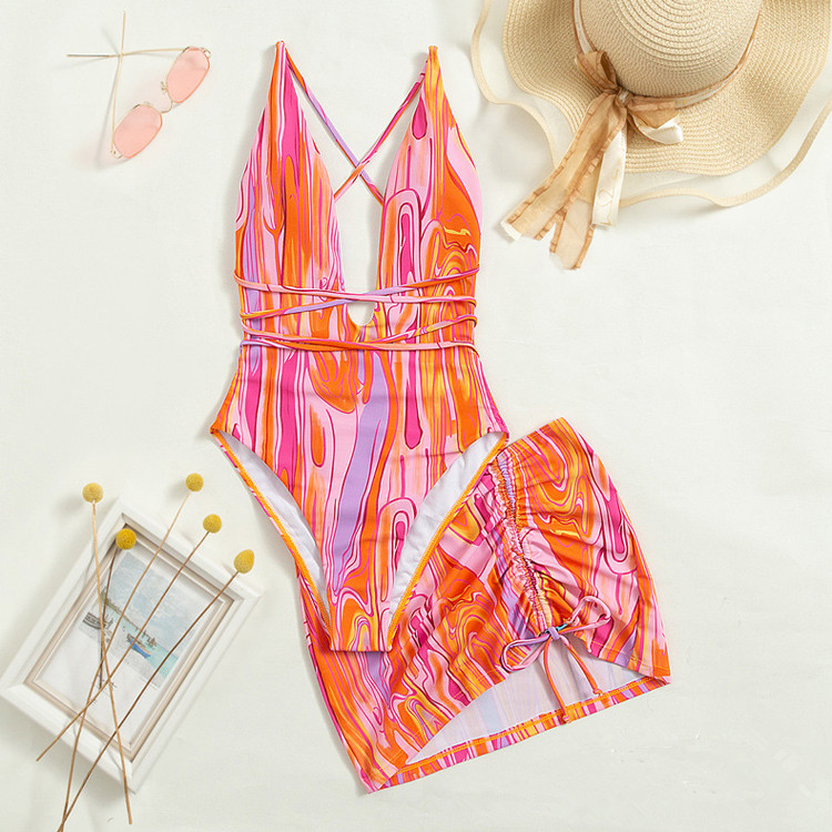 Sexy Backless Halter Retro Strap Vintage Swimsuit One Piece Girls Textured Bikini
