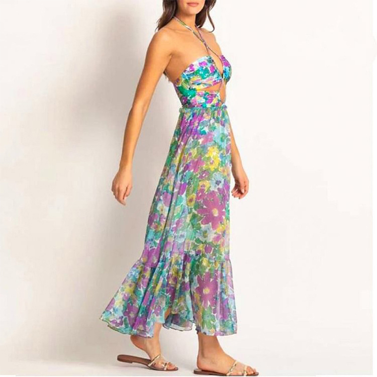 2023 New Tropical Sexy Colorful Floral Print 2 Pieces Bikini With Cover up Women Swimsuit Swimwear