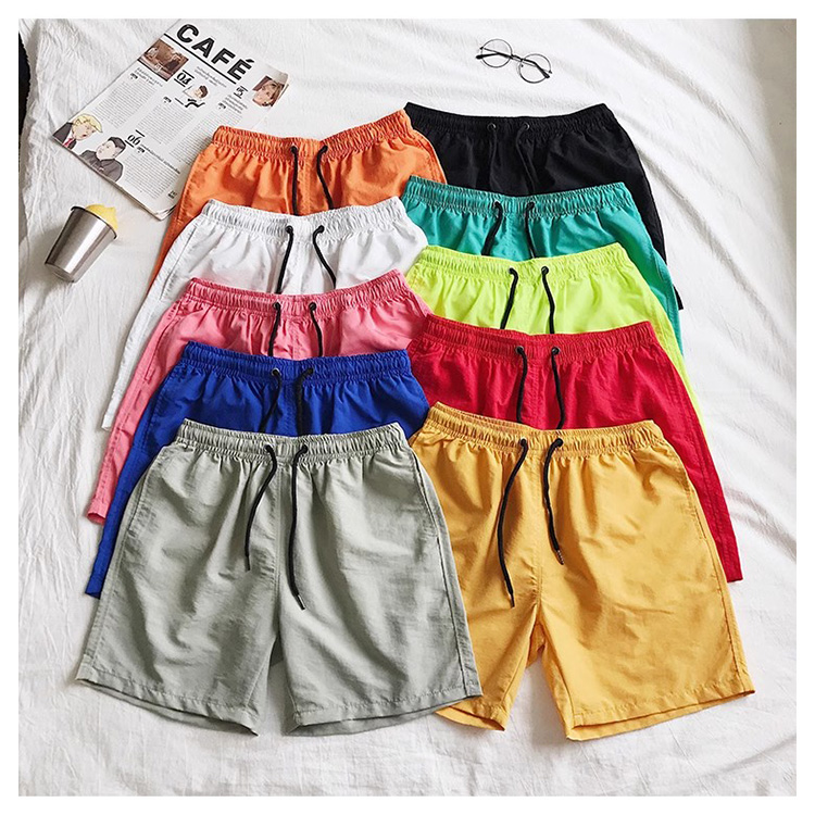 Custom Logo New Breathable Candy Color Drawstring Mens Beach Shorts