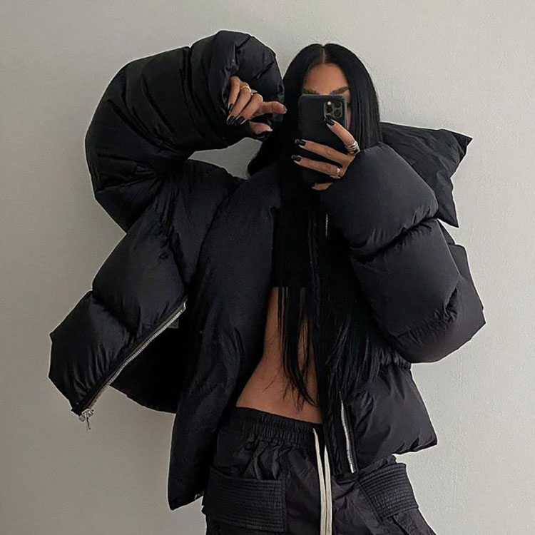 2022 Winter Clothes Custom Bib Lady Women Puffer Down Jacket Puffy Short Crop Top Bubble Coat Puffer Jacket