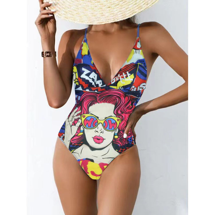 Special Printing Hot Sex Texture Women Bikini V Neck Sexy Hotties Bikini Swimsuits