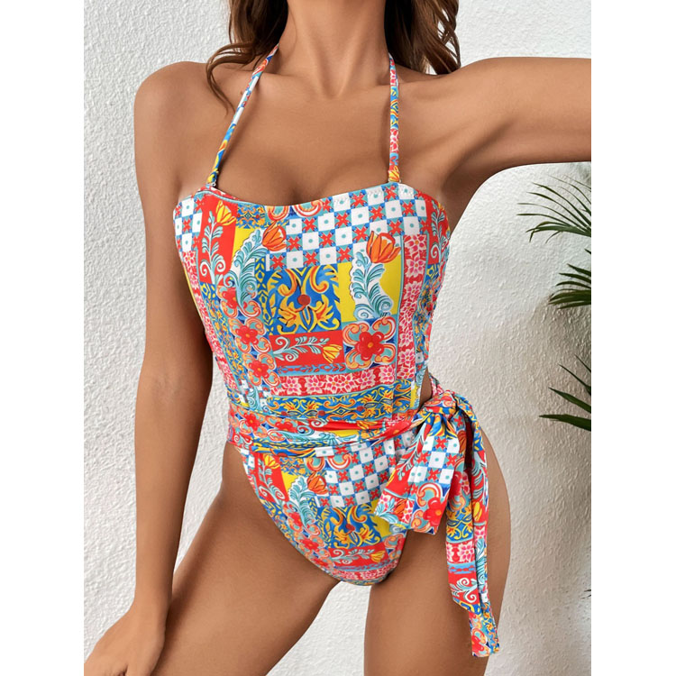 2023 New National Style Bodycon Bikini Strapless Sexy One Piece Swimsuit