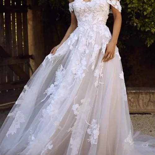 Cheap Wholesale 2023 Summer Sexy Floral Dress Elegant Slit V Neck Dress for Women Short Puff Sleeve Long Dress